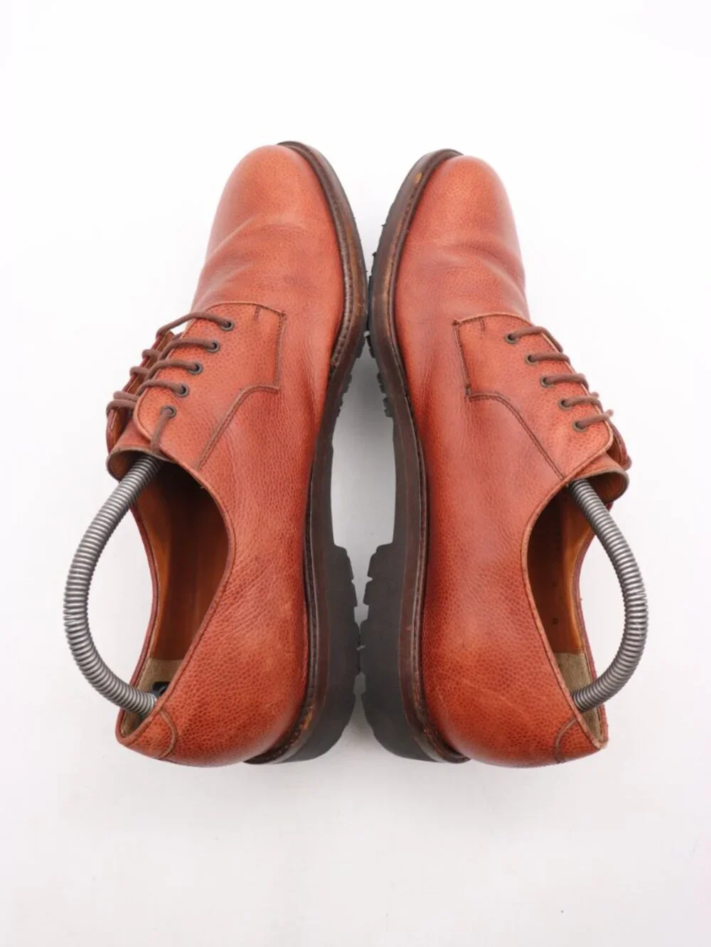 Salvatore Ferragamo Studio Men's 9 D Brown Pebbled Leather Oxford Lace-Up Shoes